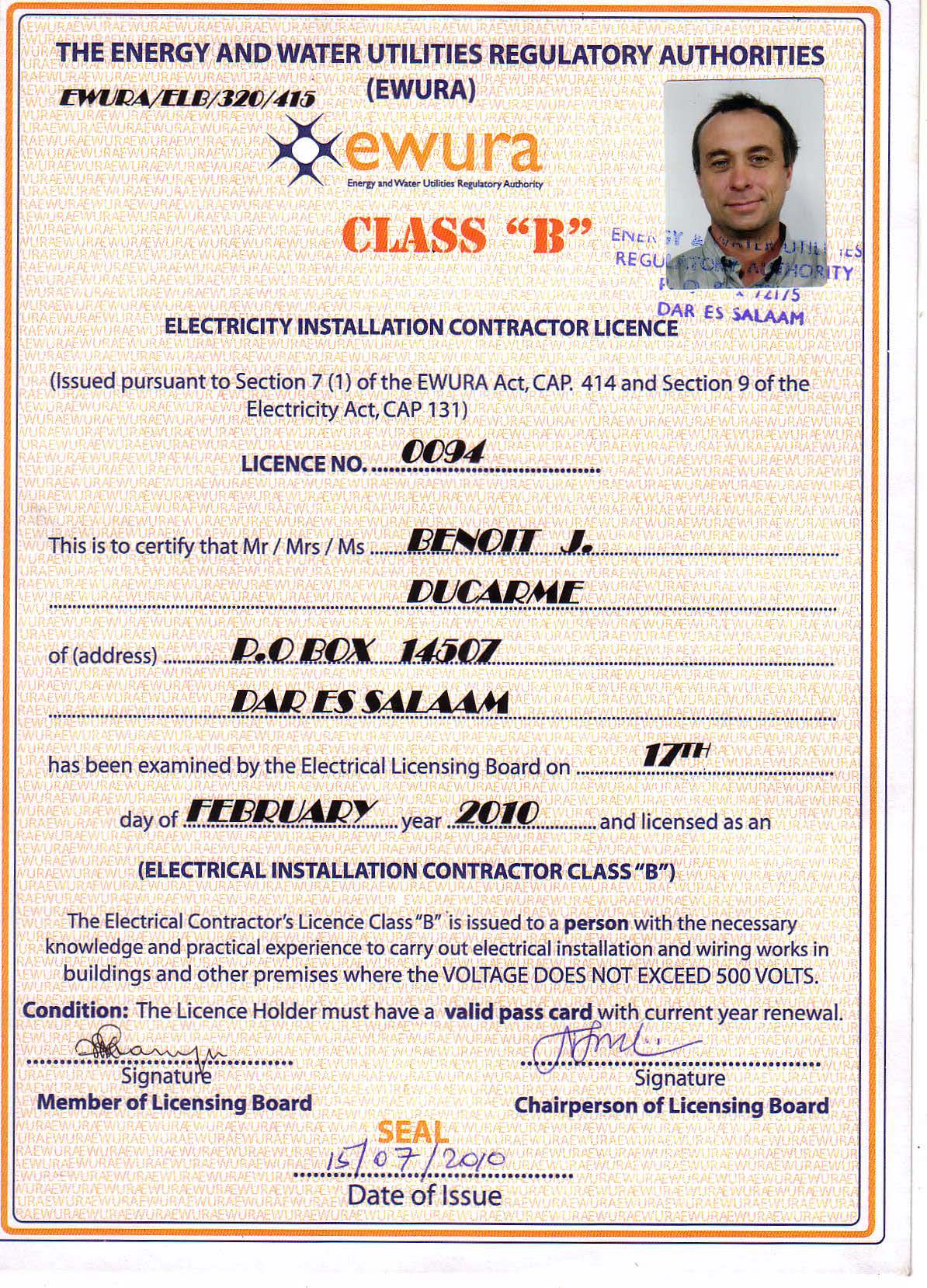Contractor Licence B